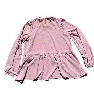 Pomander Place Tuckernuck Carlota Blouse Womans Large Pink Peplum Top Feminine